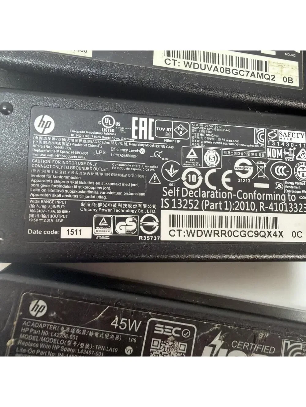 Lot of 15 HP Laptop AC Adapters Power Supplies Mixed 45W 65W 90W OEM Chargers